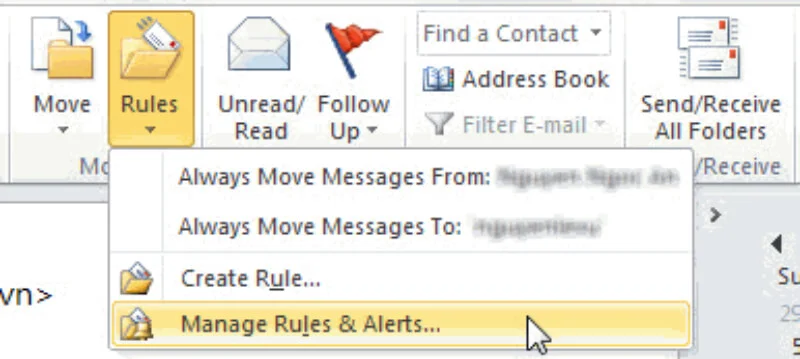 Không hiển thị mail trong Outlook